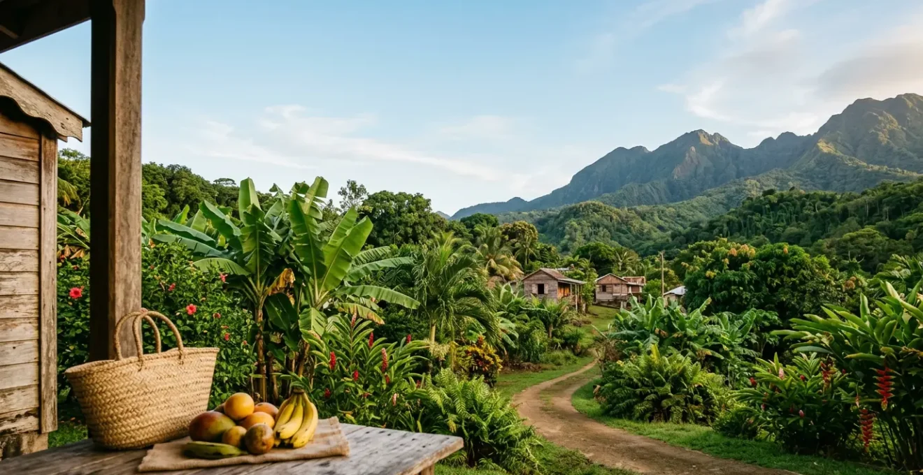 Expérience authentique d'activité culturelle en Guadeloupe avec paysage tropical en arrière-plan