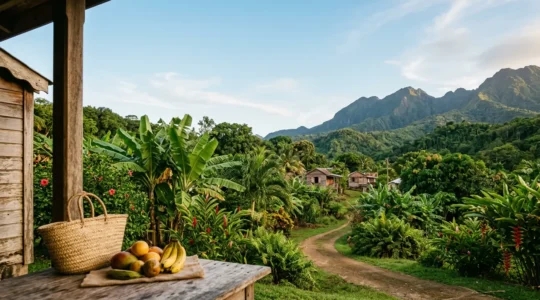 Expérience authentique d'activité culturelle en Guadeloupe avec paysage tropical en arrière-plan