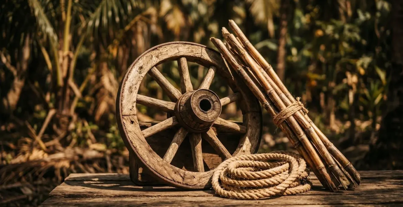 Scène agricole traditionnelle évoquant l'héritage de la culture de la canne à sucre en Guadeloupe